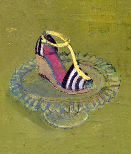 You have a cake stand and what is just as tempting or more so than a cake? An adorable wedge heel in delicious colors!